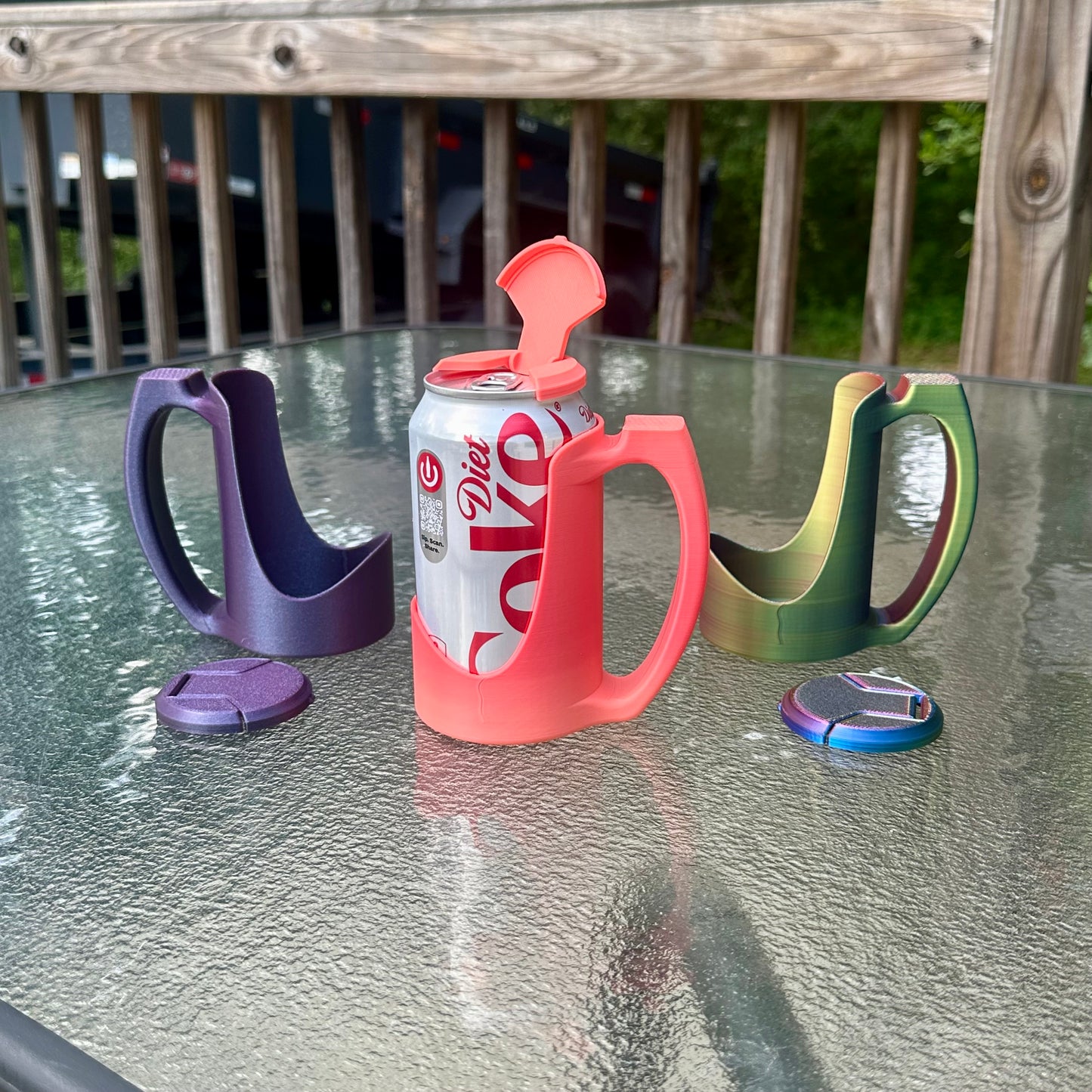 Coke Can Handled Holder and Lid (fits standard soda cans)