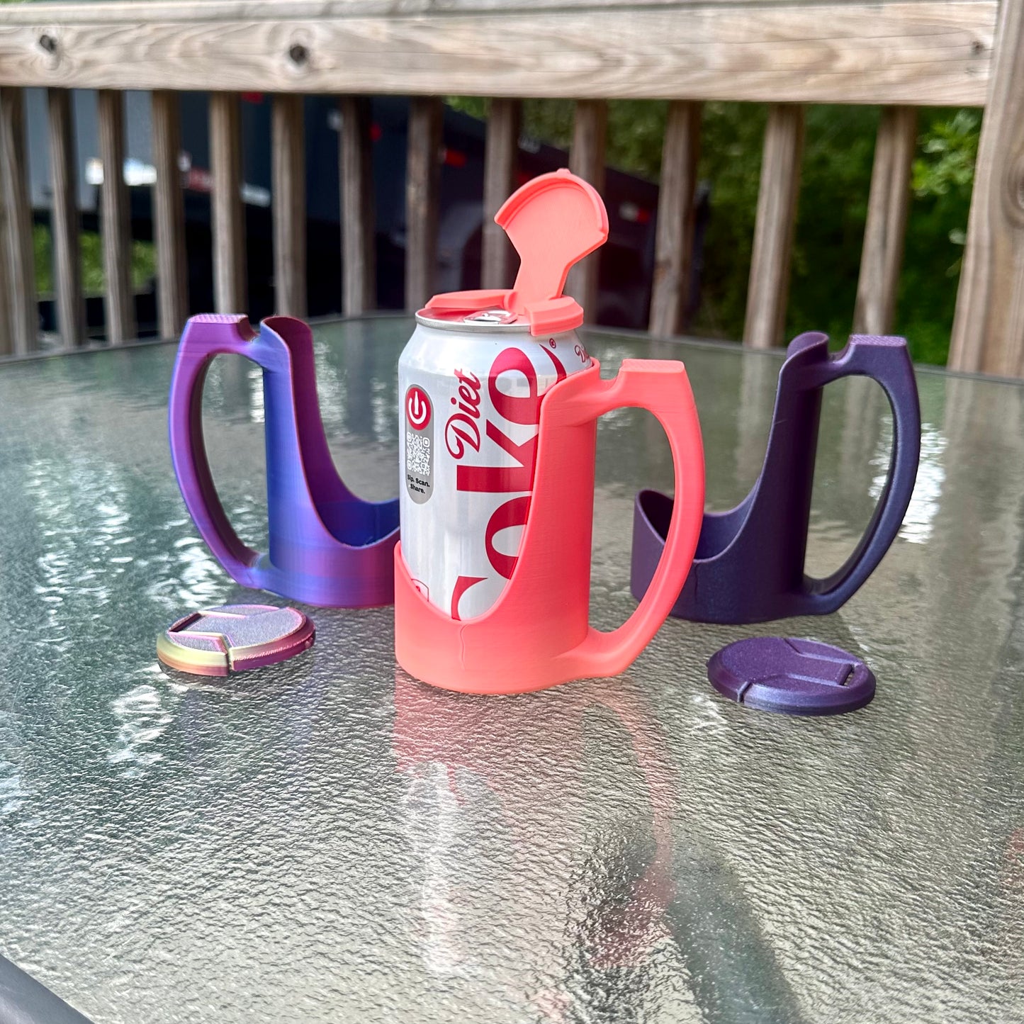 Coke Can Handled Holder and Lid (fits standard soda cans)