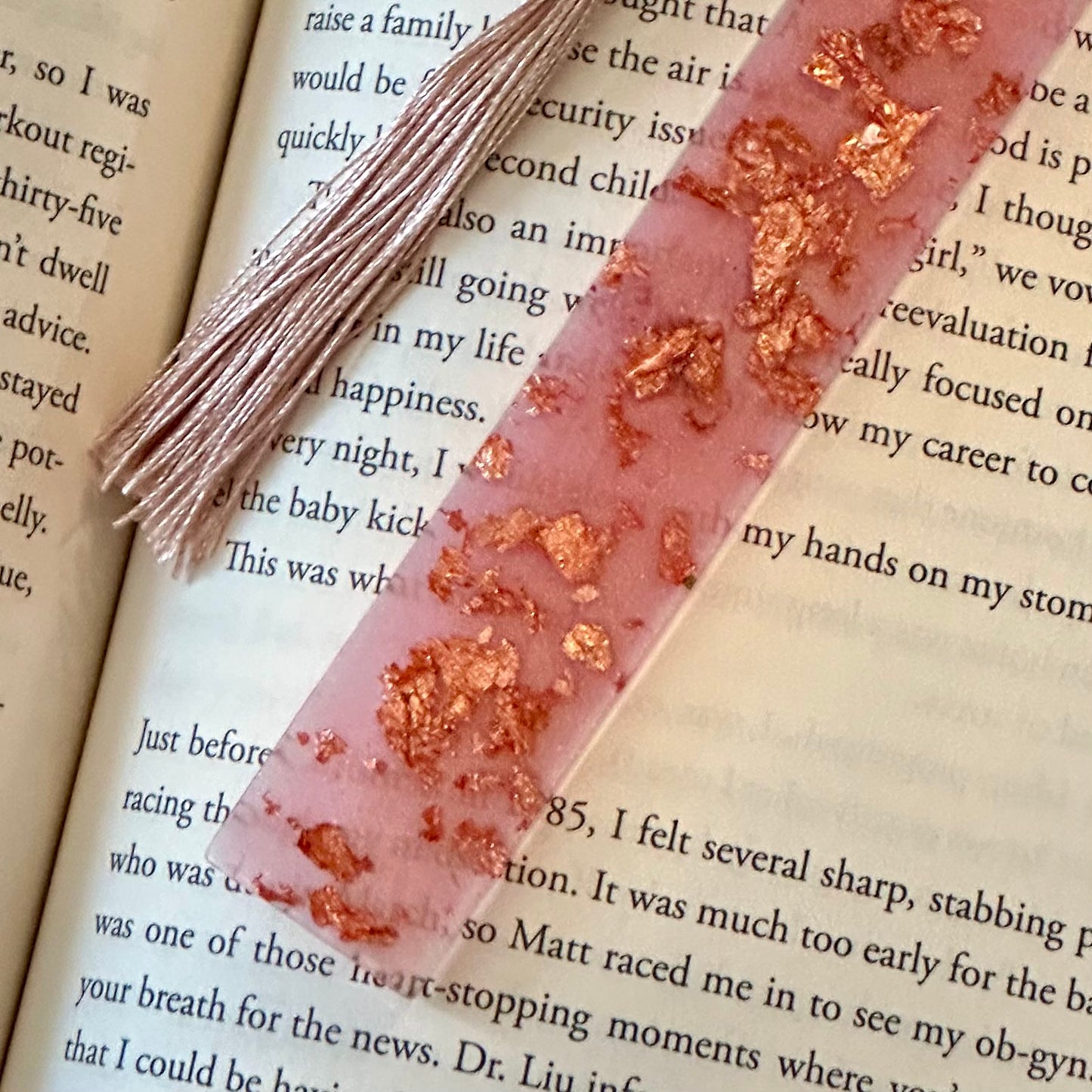 Rose Gold Foil Mauve Bookmark