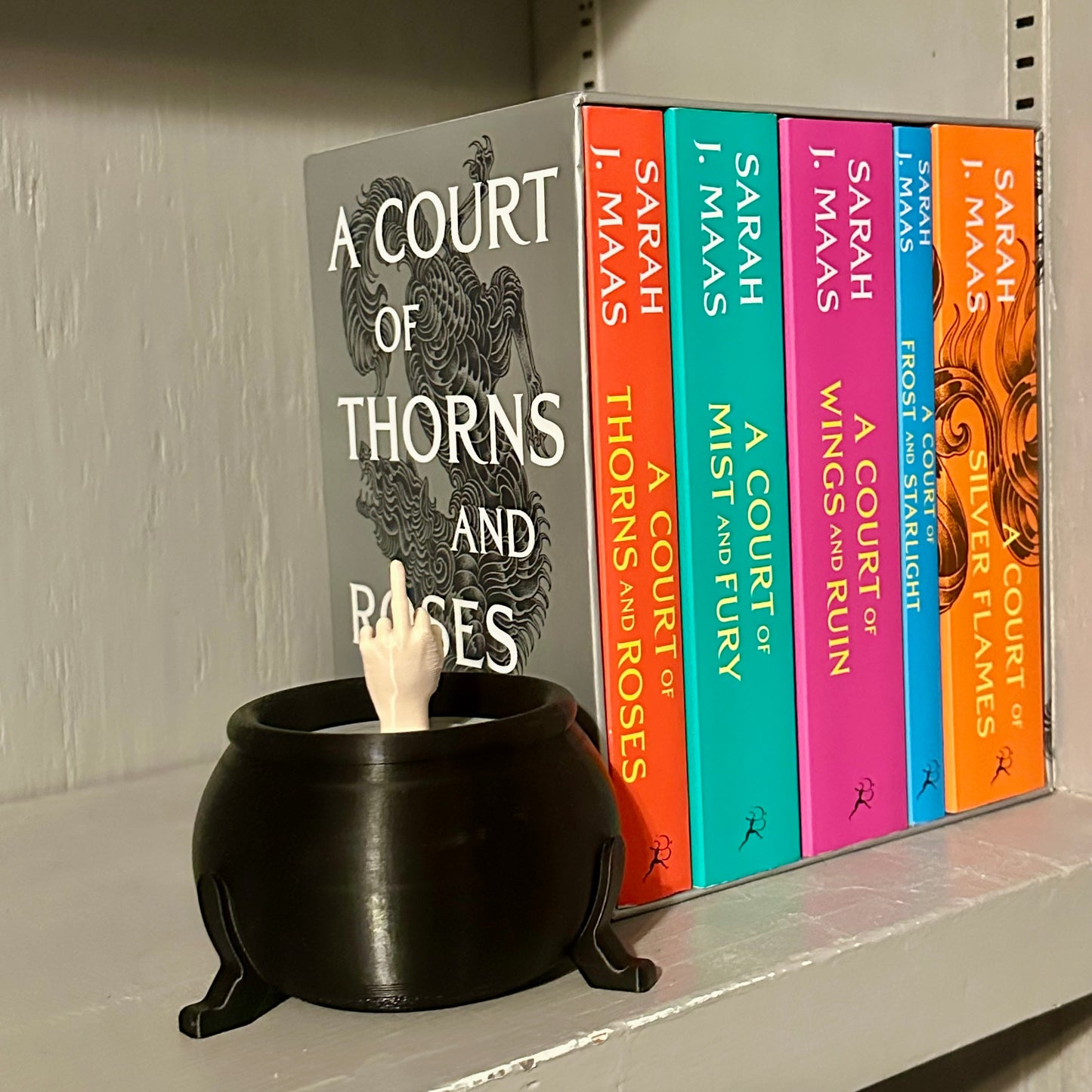 Girl In The Cauldron Bookshelf Decor