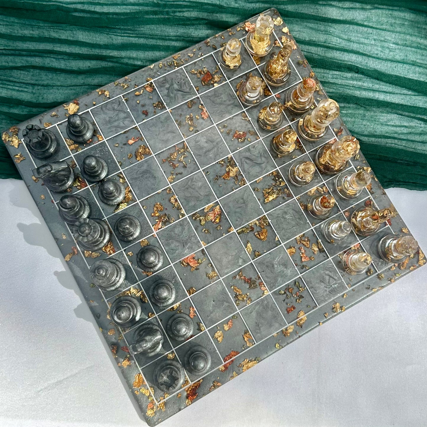 Grey Foiled Chess Board