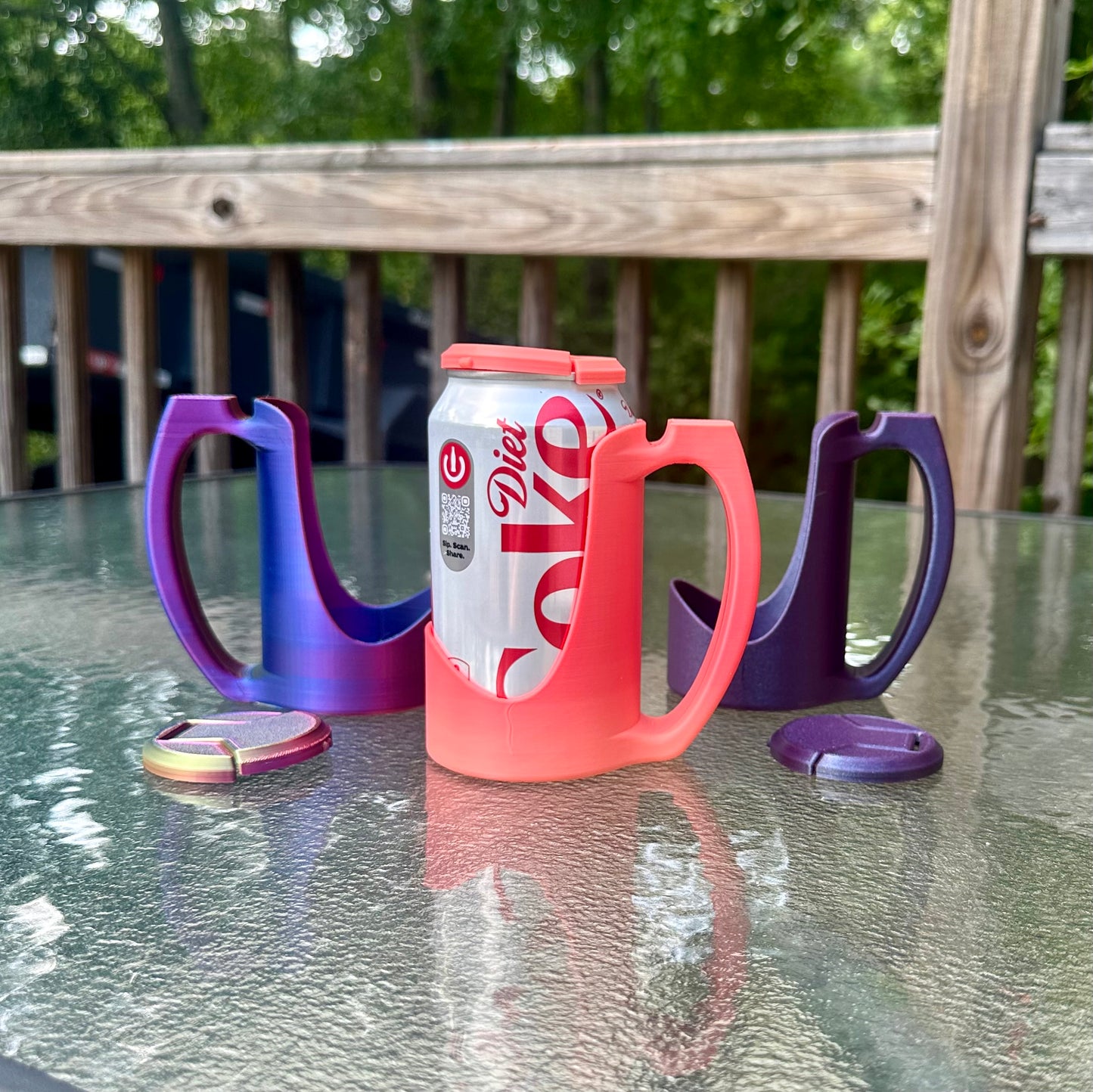 Coke Can Handled Holder and Lid (fits standard soda cans)