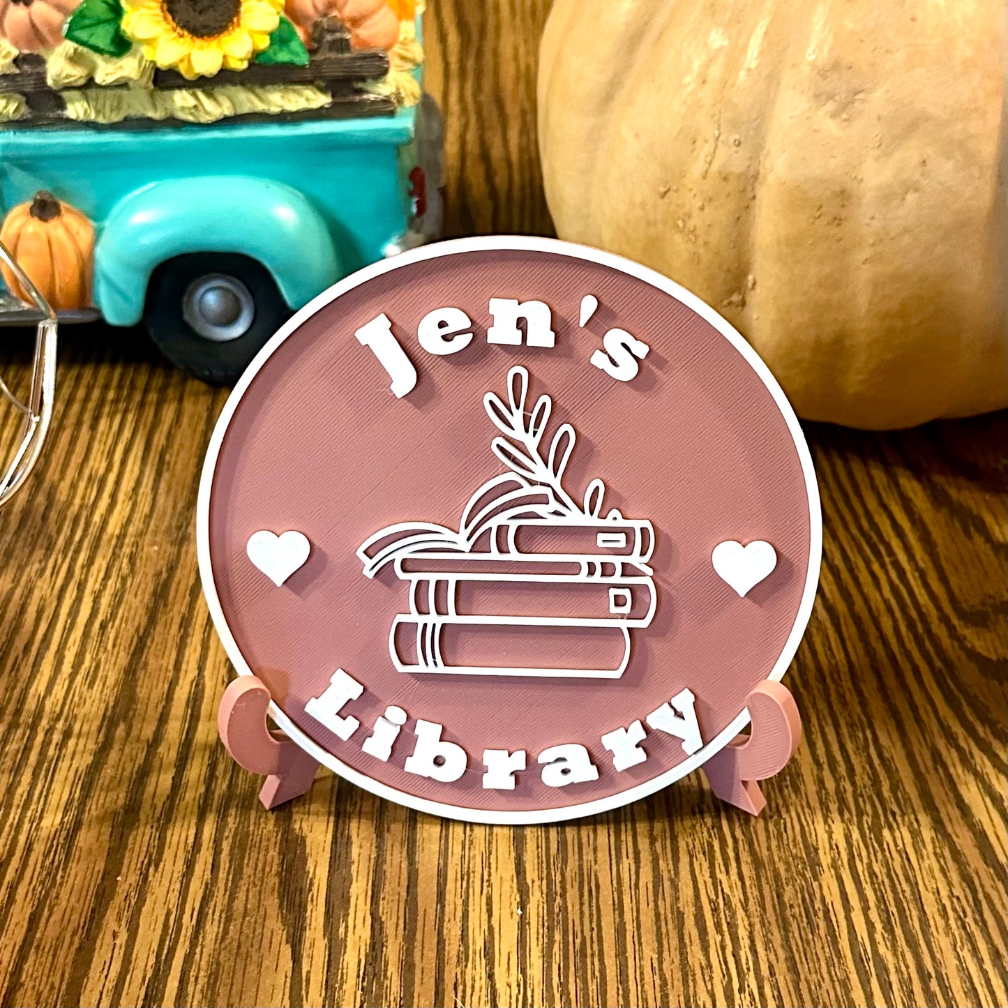 Custom Name Book Library Sign