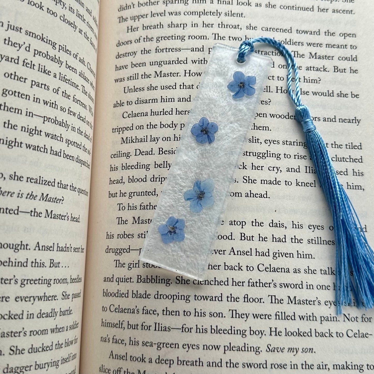 Blue Pressed Flower Bookmark