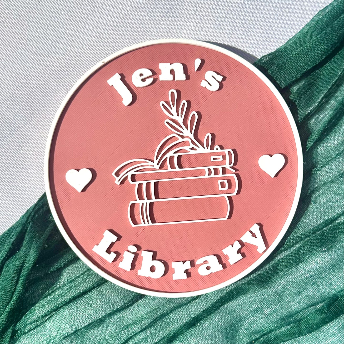 Custom Name Book Library Sign