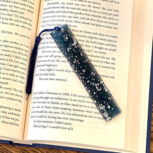 Silver Foil Navy Bookmark