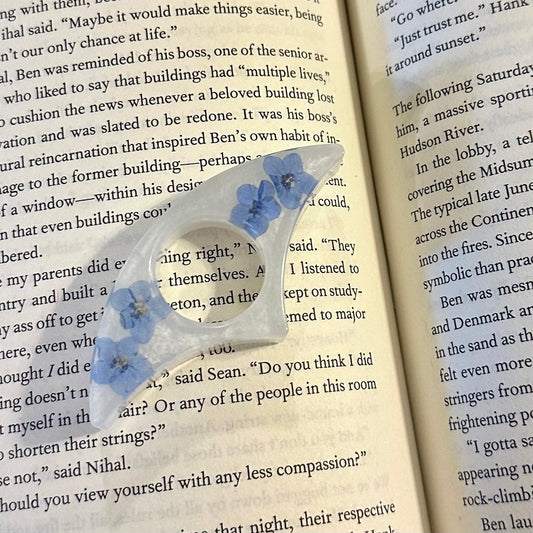 Blue Pressed Flower Thumb Page Holder