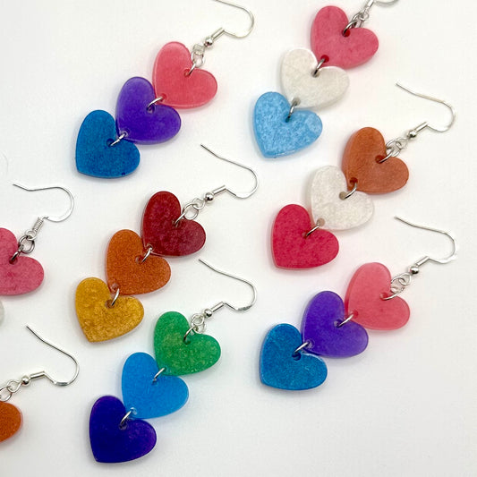 Triple Heart Pride Earrings