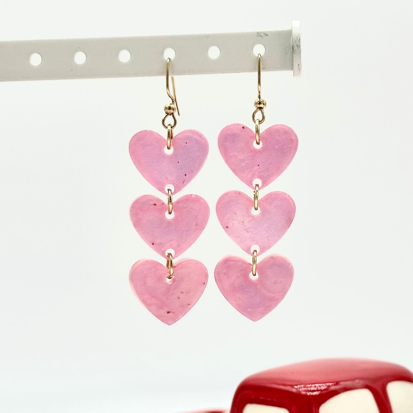 Triple Threat Heart Earrings - Mauve