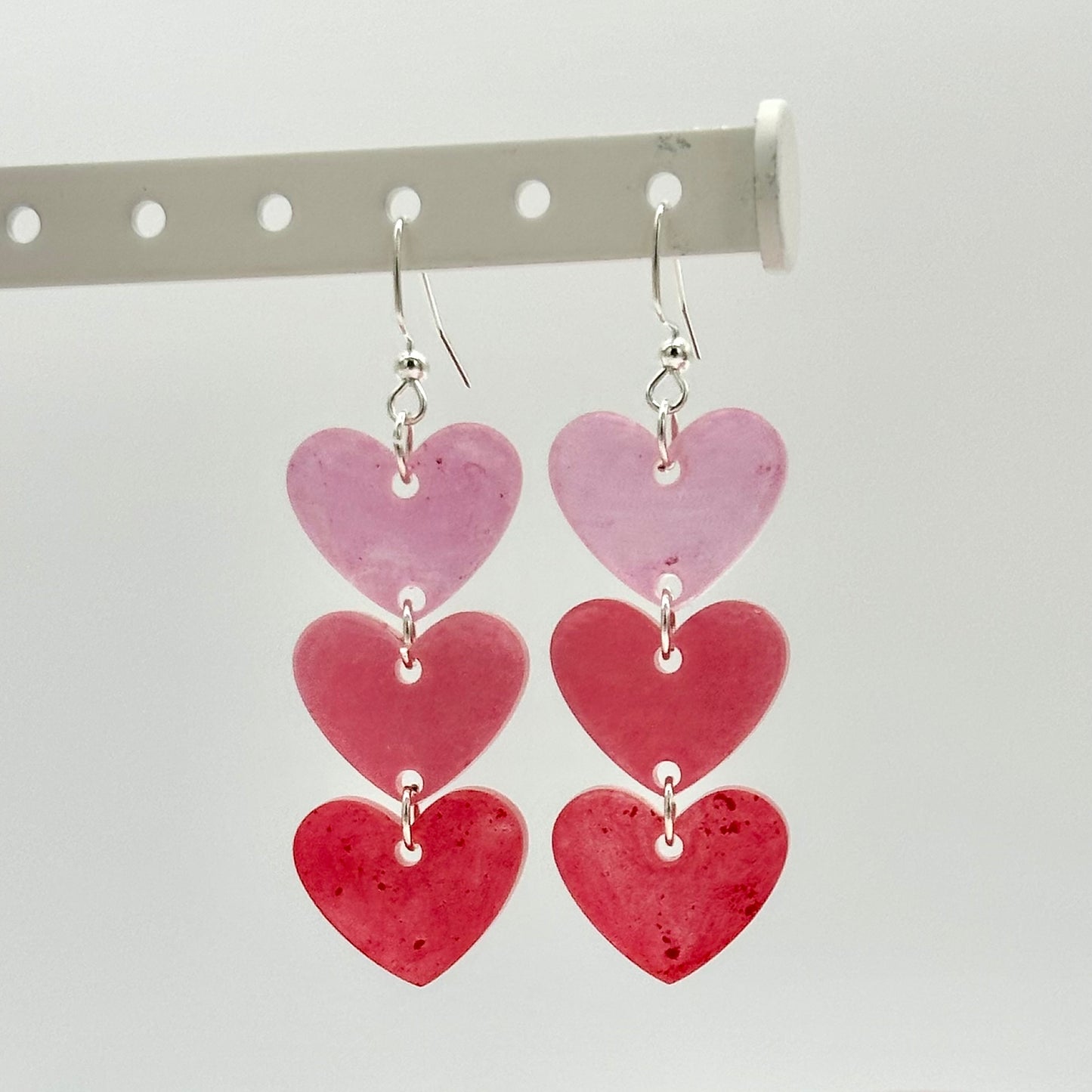 Triple Threat Heart Earrings - Pink Gradient