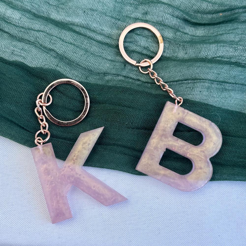 Mauve Letter Resin Keychain