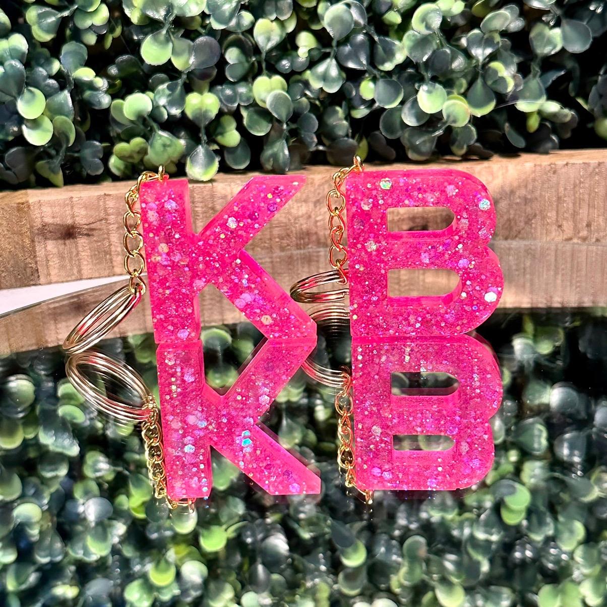 Pink Letter Resin Keychain