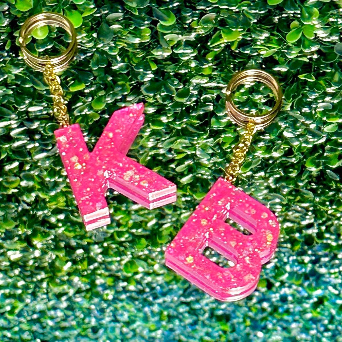 Pink Letter Resin Keychain