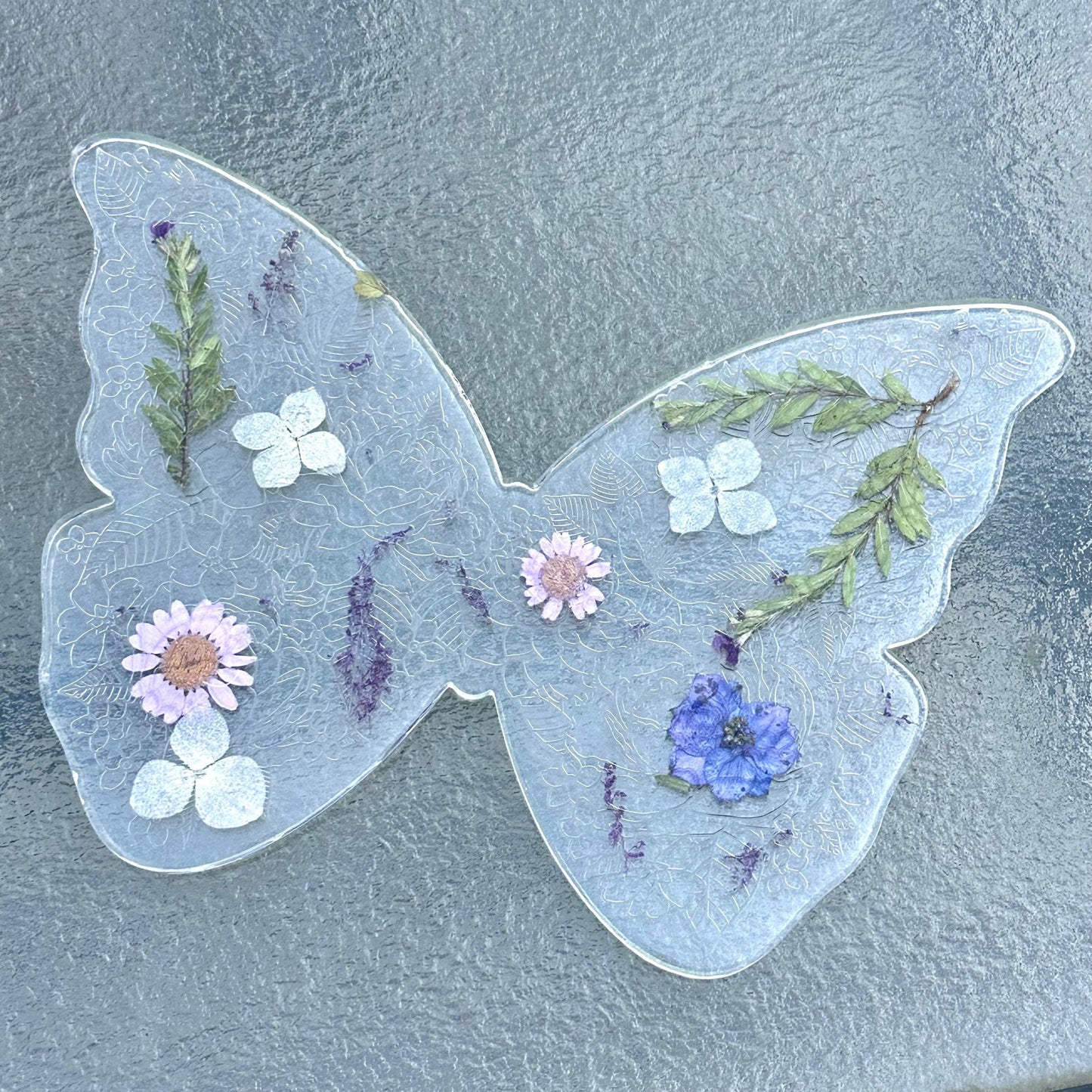 Resin Purple Flower Butterfly