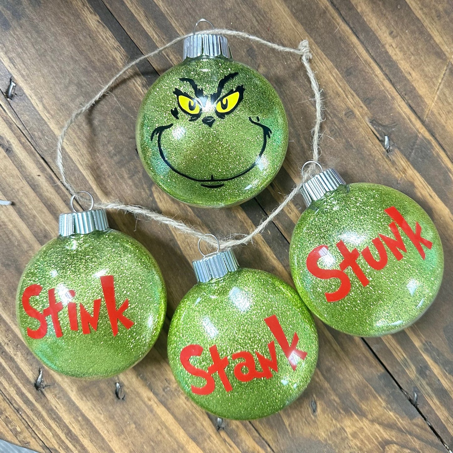 Stink, Stank, Stunk Grinch Ornament Set